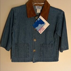 Kids Denim Barn Jacket with Brown Collar